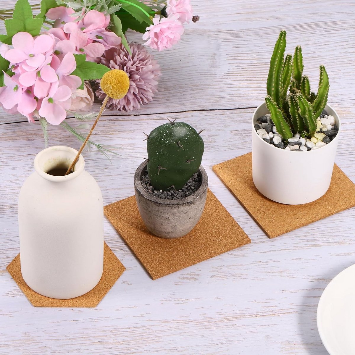8 Stuks Zelfklevende Kurk Onderzetters Vierkant 10x10 cm voor Knutselen en Bescherming