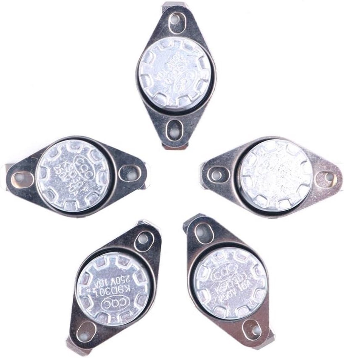 5-pack Thermostaat Temperatuurschakelaar Normaal Gesloten (NC) 55°C - 250V 10A