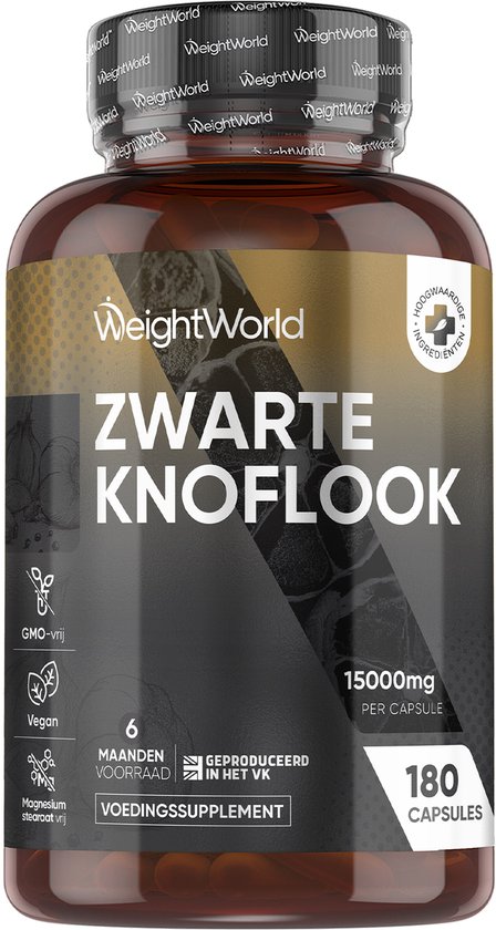 WeightWorld Zwarte Knoflook Extract (15:1) - 750 mg - 180 knoflook capsules - Vegan