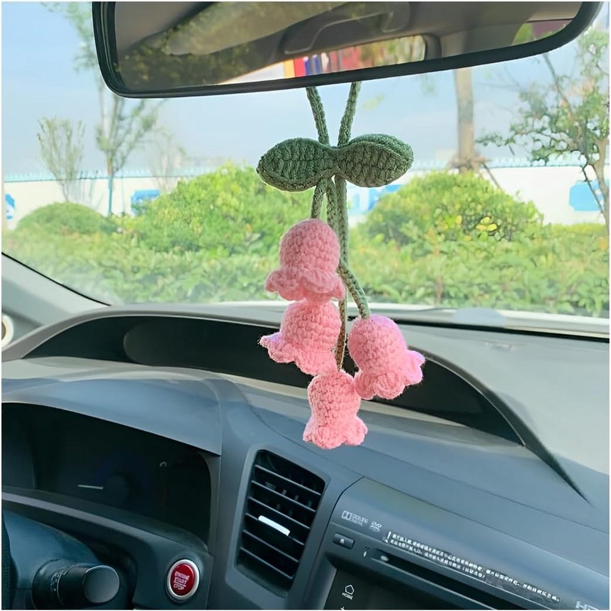 Gehaakte Bloem Spiegelhanger Auto Decoratie Uniek Handgemaakt Accessoire voor Binnen