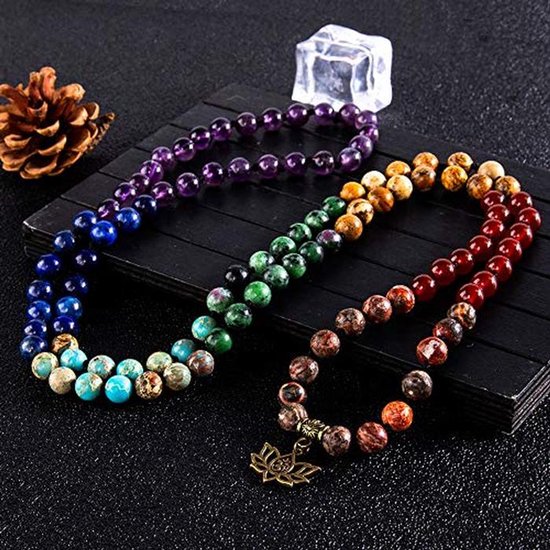 Mala Kralen Armband 7 Chakra 108 Handgeknoopte Gebedsketting voor Yoga en Meditatie — afbeelding 2