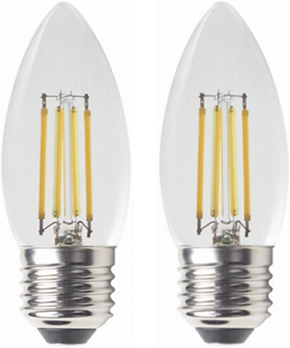 2-Pack LED Kaarslamp E27 E26 2W Warm Wit 2700K Vintage Decoratieve Filament Lamp