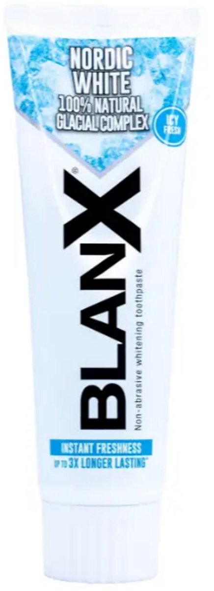 BlanX Nordic White - Whitening Tandpasta - Noordse Mineralen - Antibacterieel - Zonder Peroxide - 75 ml