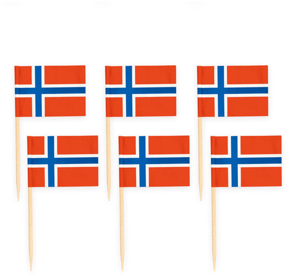 100 stks houten Noorse vlag cocktailprikkers