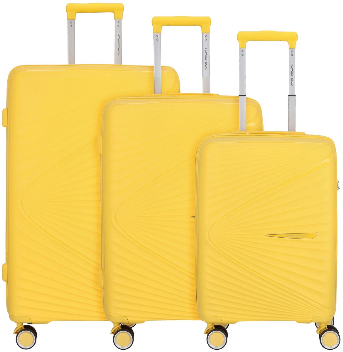 Worldpack Vegas 4 wielen Kofferset 3-delig - Harde bagage - TSA slot - sonnengelb