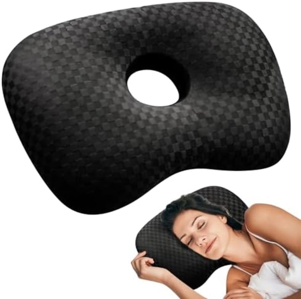 Zacht donutkussen met oorgat voor zijslapers - PromoHome