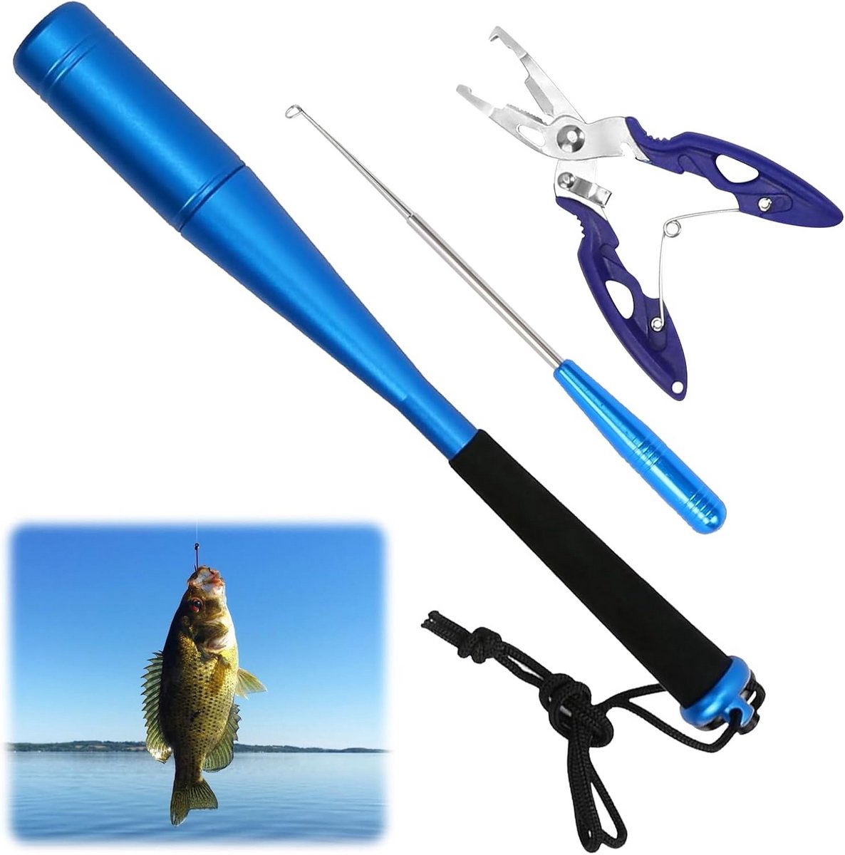 Set van 3 Hengelaccessoires met Visdoder, Vistang en Haakverwijderaar – 24,5 cm – Aluminium – Geschikt voor Karper, Baars en Meer