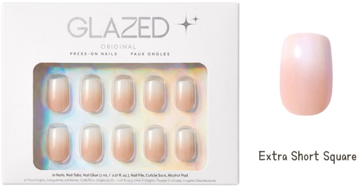 Glazed Original - Press On Nails - Mini Milk - Baybyboom - Extra Short Square - 30 Nagels