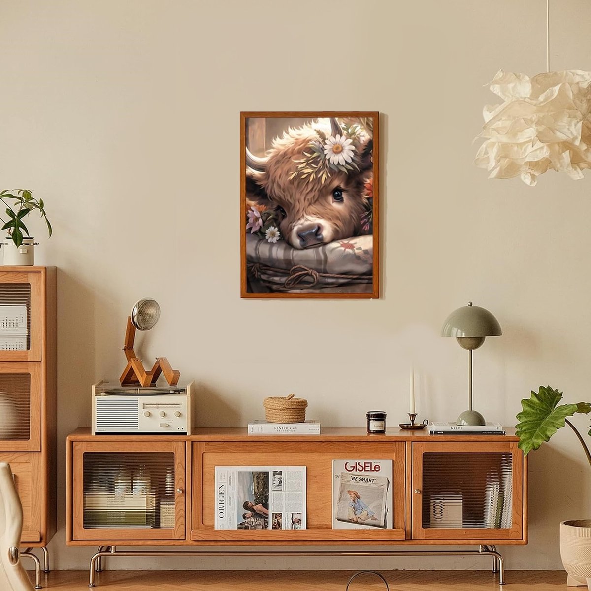 Huntex Diamond Painting Volwassenen - Diamond Painting Kinderen - Diamond Painting Pakket Volledig - Kalfje Met Bloemen - 30x40 cm — afbeelding 4