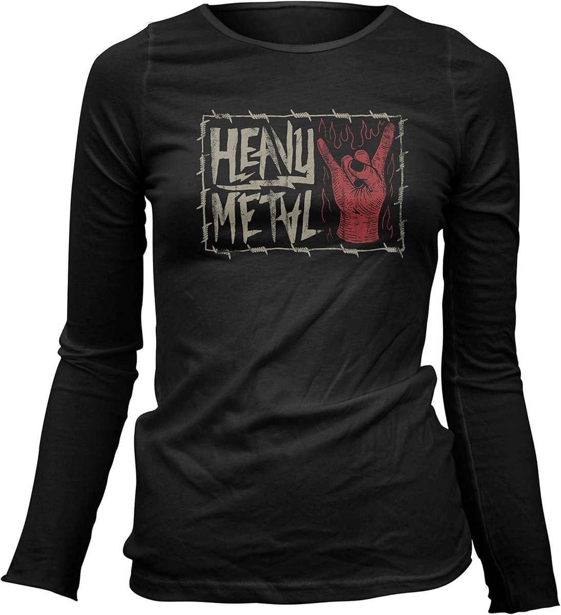 Dames T-shirt met Heavy Metal Design in 100% Katoen | Longsleeve