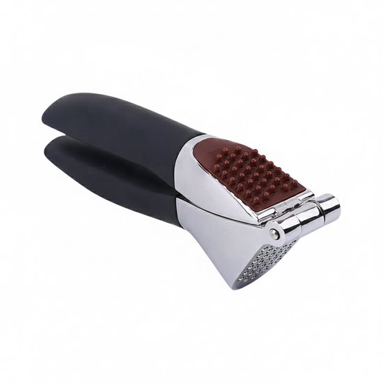 Knoflookpers - RVS - Stevige handgreep - Vaatwasser bestendig - Ingebouwde cleaner - Zilver/Zwart