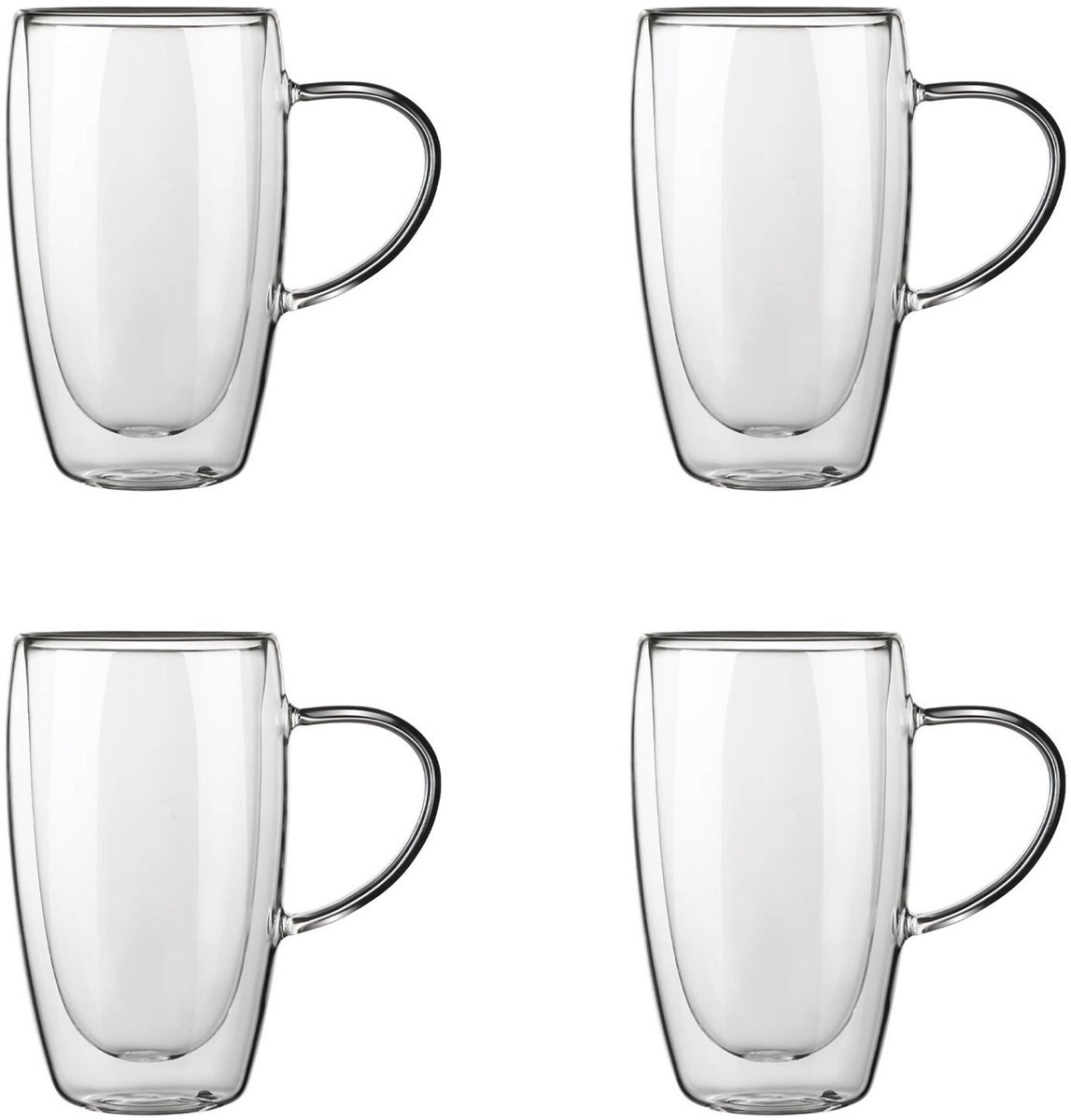 Majestix Dubbelwandige Glazen Met Oor - Set van 4 - 450 ML - Isolerende Thermoglazen - Latte Macchiato, Cappuccino, Espresso, Koffie, Thee