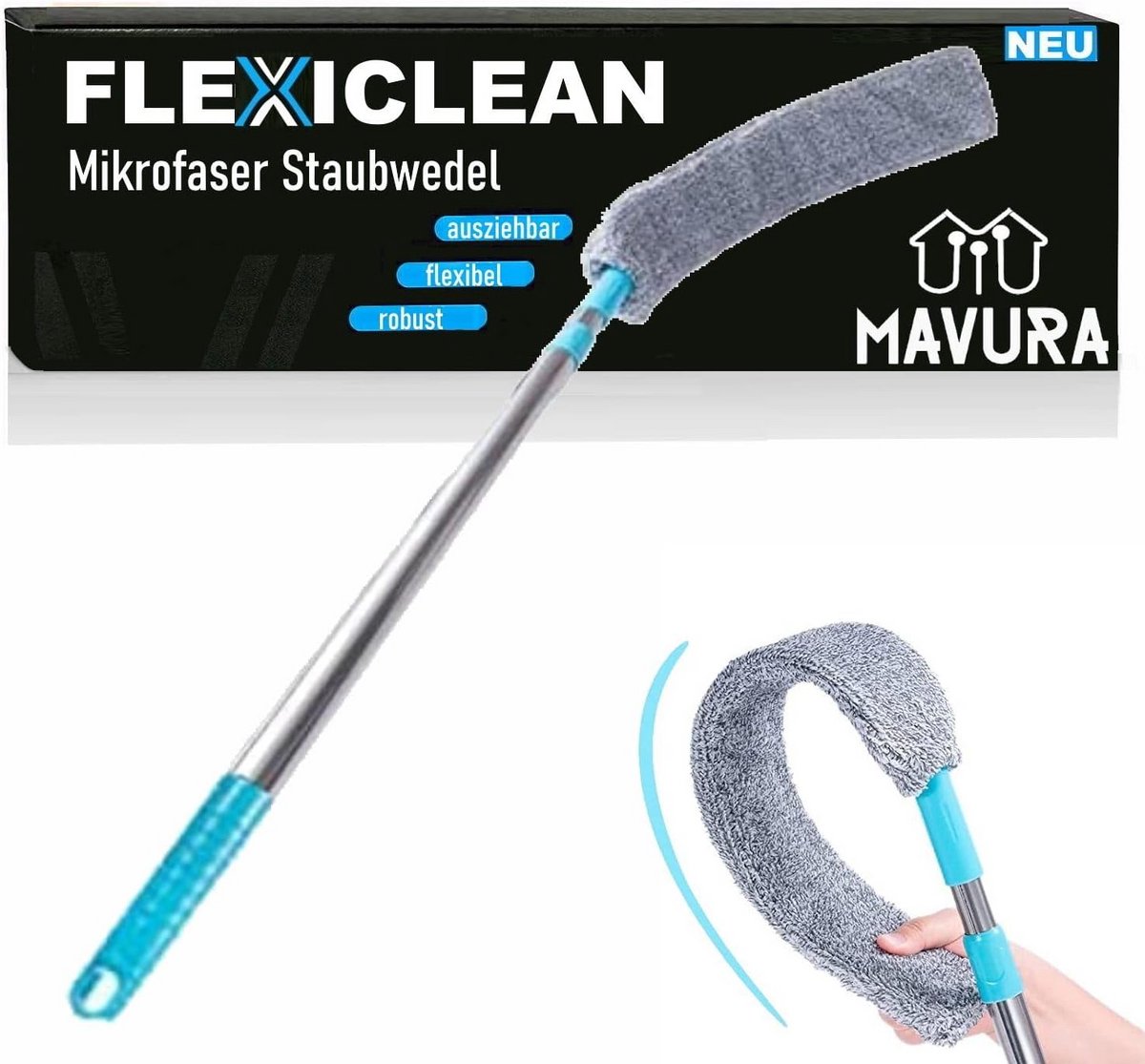 Flexibele Stofwip Microvezel Telescopische Steel Buigzaam Reinigingshoofd 180° Wasmachine