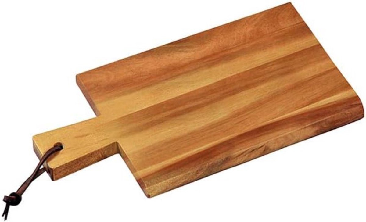 Famanu - Acaciahouten serveerplank 29 × 14 × 1,5 cm, compacte snijplank – Bruin