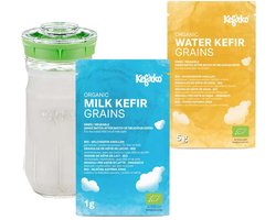 KefirKo kefirpakket 1,4 l kefirmaker met melk- en waterkefirkorrels