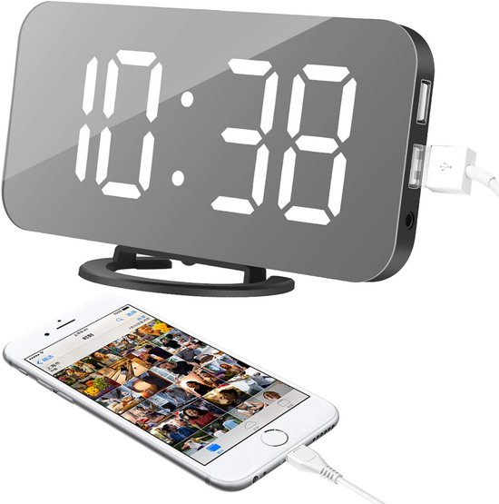 CHEREEKI Digitale Wekker, 4,6 LED Display Klokken met