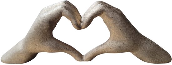 Gilde Handwerk - Heart Sign Hands - Beeld - Sculptuur - Mat goud met spikkels - Keramiek 31x7x11 cm