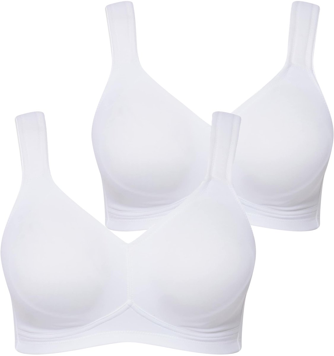 Ulla Popken - Dames - Microvezel-beha set van 2 zonder beugel voorgevormde cups - Sneeuwwit - Maat 85D