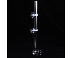 Aquarium voeder met zuignappen en bakje - automatische voeder voor garnalen en sierlijke vissen - transparante acryl buis - 40 cm