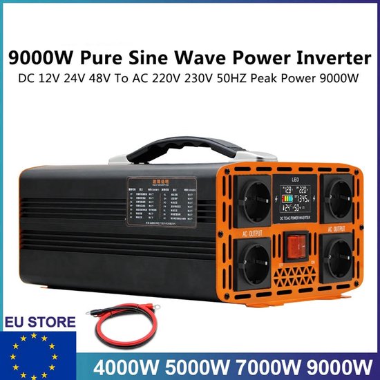 CAM2 - Pure Sinus Omvormer - 500W Continu Vermogen - 1000W
