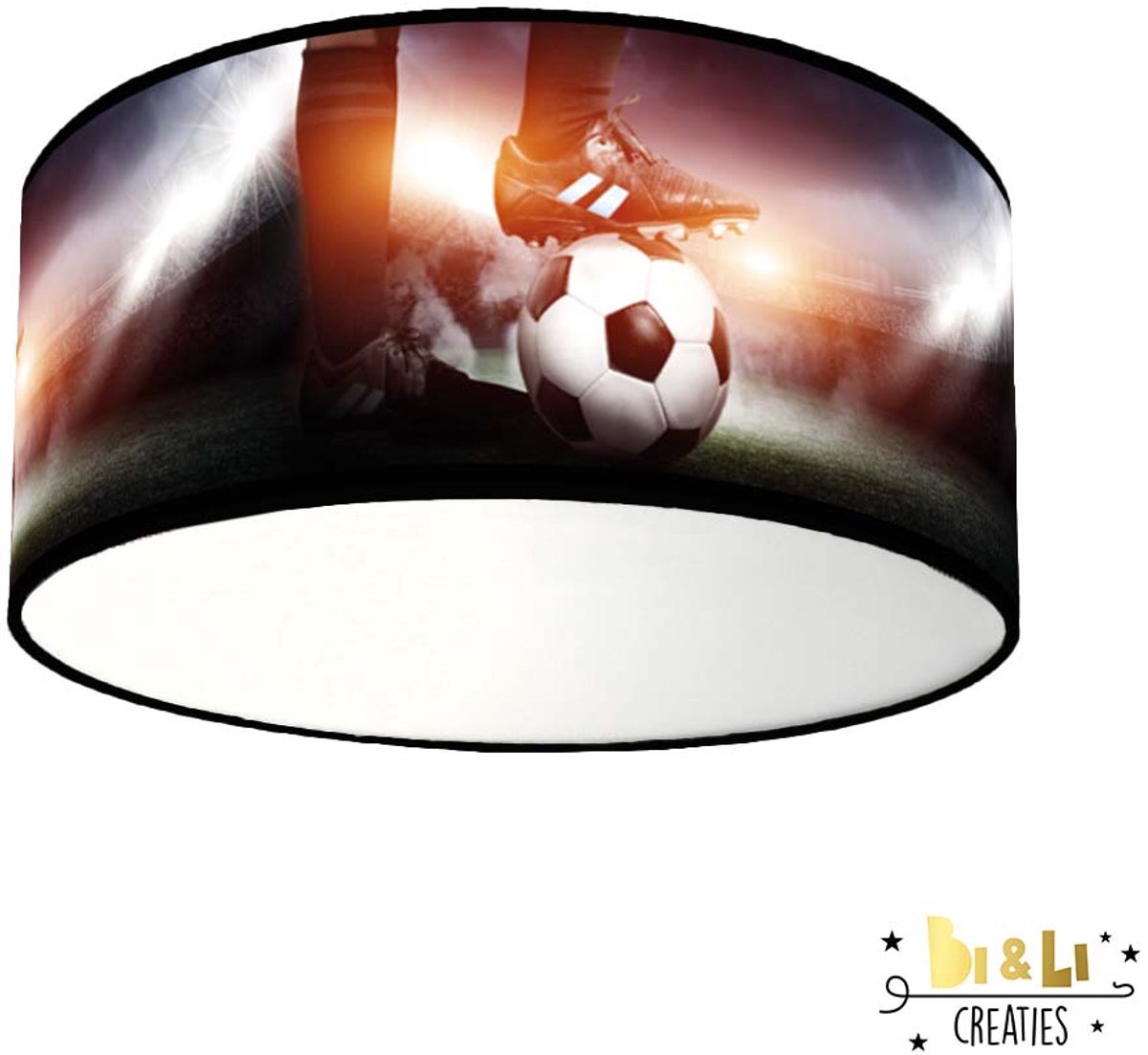 Plafondlamp voetbal stadion-sfeerverlichting-incl diffuser-voetbal-kinderkamer-incl plafondfitting-lamp