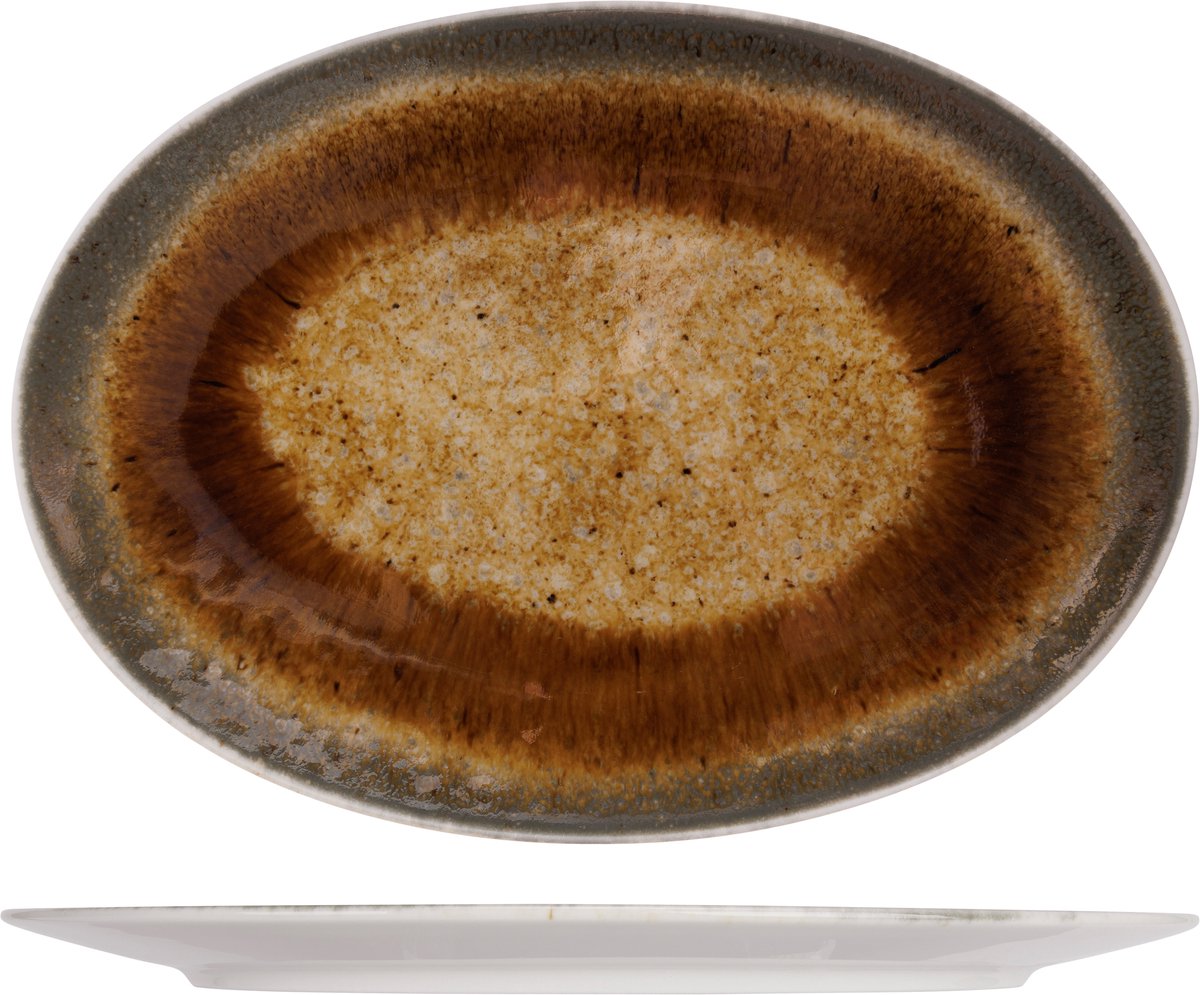 IRIS BROWN OVAAL BORD 30X17CM - set 4 stuks