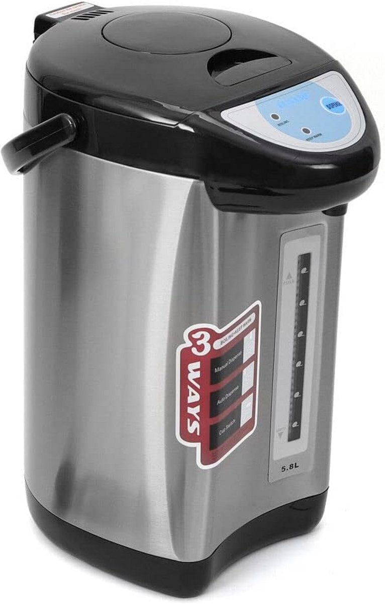 Waterdispenser 4 liter, roestvrij staal, thermostaat, hoog vermogen, knopbesturing, zwart