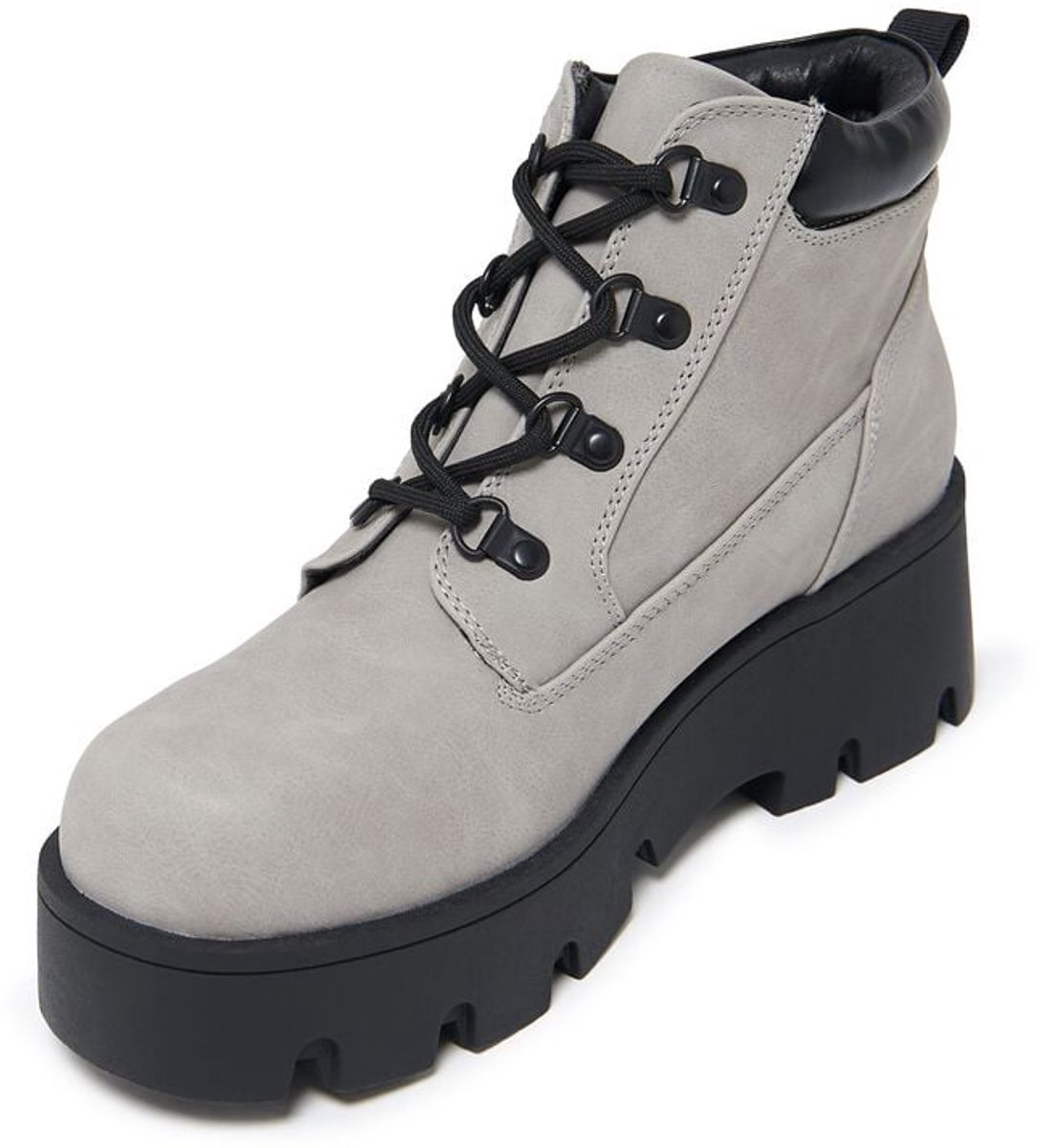 KOI Novus KOI Chunky Lace Up Boots Dames Laars - grijs - EU39