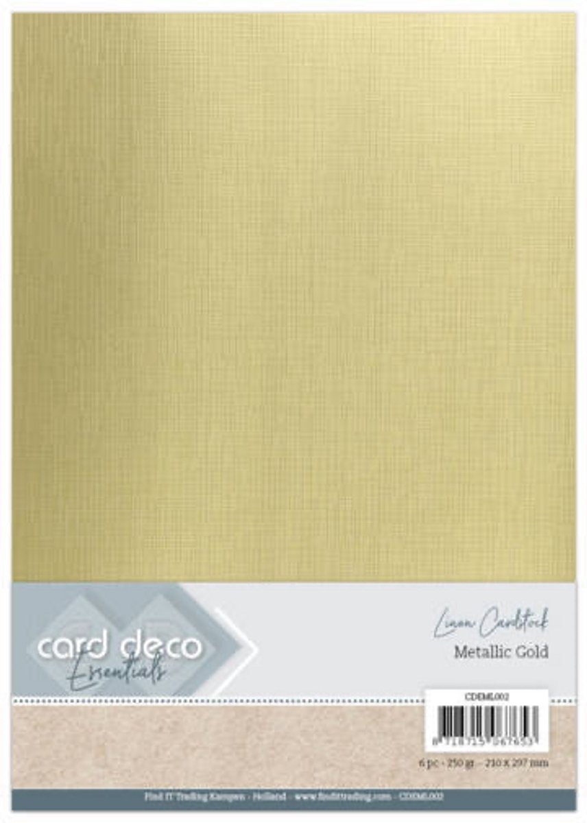 Card deco linnen karton metallic gold A4 pack