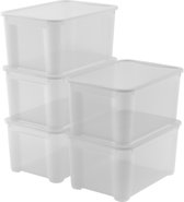 Curver KIS T-Box Opbergbox avec couvercle - 47L - ensemble de 5 pièces - 55,5x39x28,5 cm - Transparent