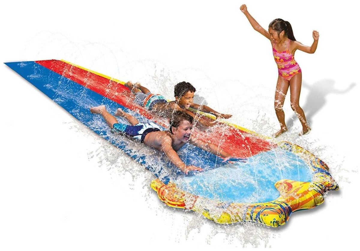 RWB® Buikschuifbaan - Waterbaan - Waterglijbaan - 488 x 147 - 2 Personen - Blauw/Rood - 484cm x 147cm x 10cm