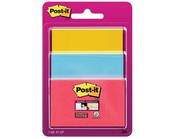 Post-it Super Sticky notes | 45 vel | 3 formaten | geassorteerde kleuren | op blister