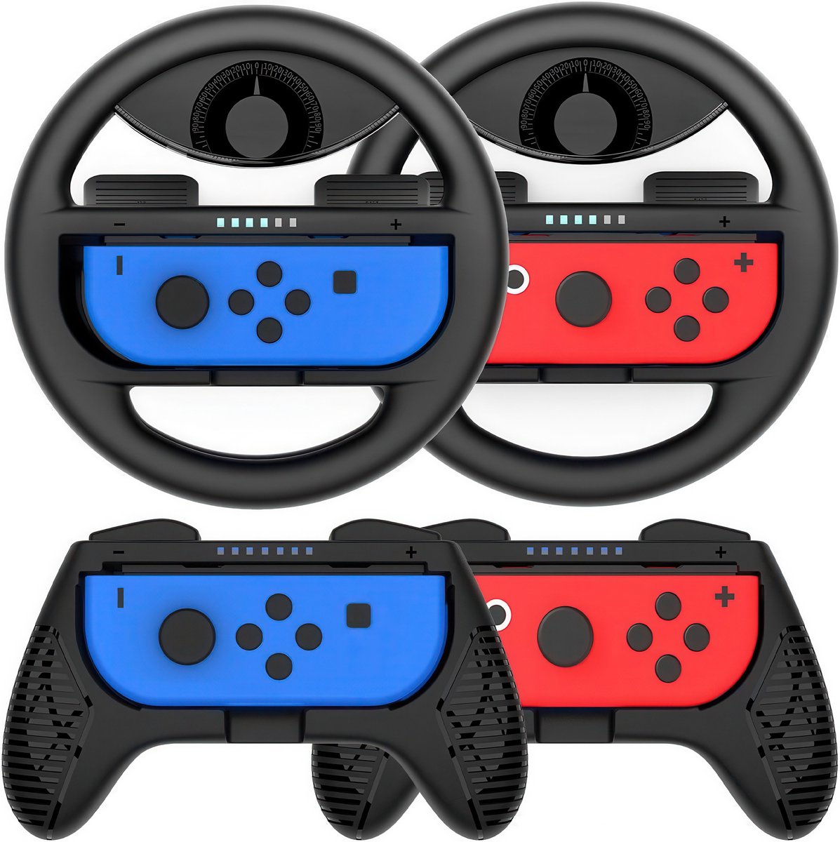 YONO Accessoires Grip Set geschikt voor Nintendo Switch Joy Con - Stuur en Controller Houder - Zwart