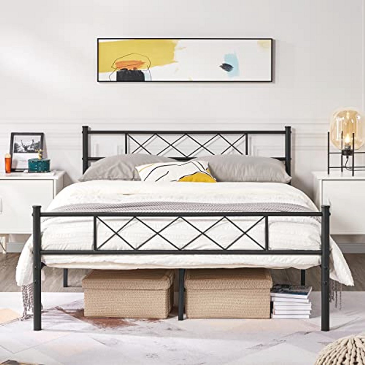 Modern Metalen Bedframe voor Volwassenen en Tieners - 140 x 200 cm - Zwart