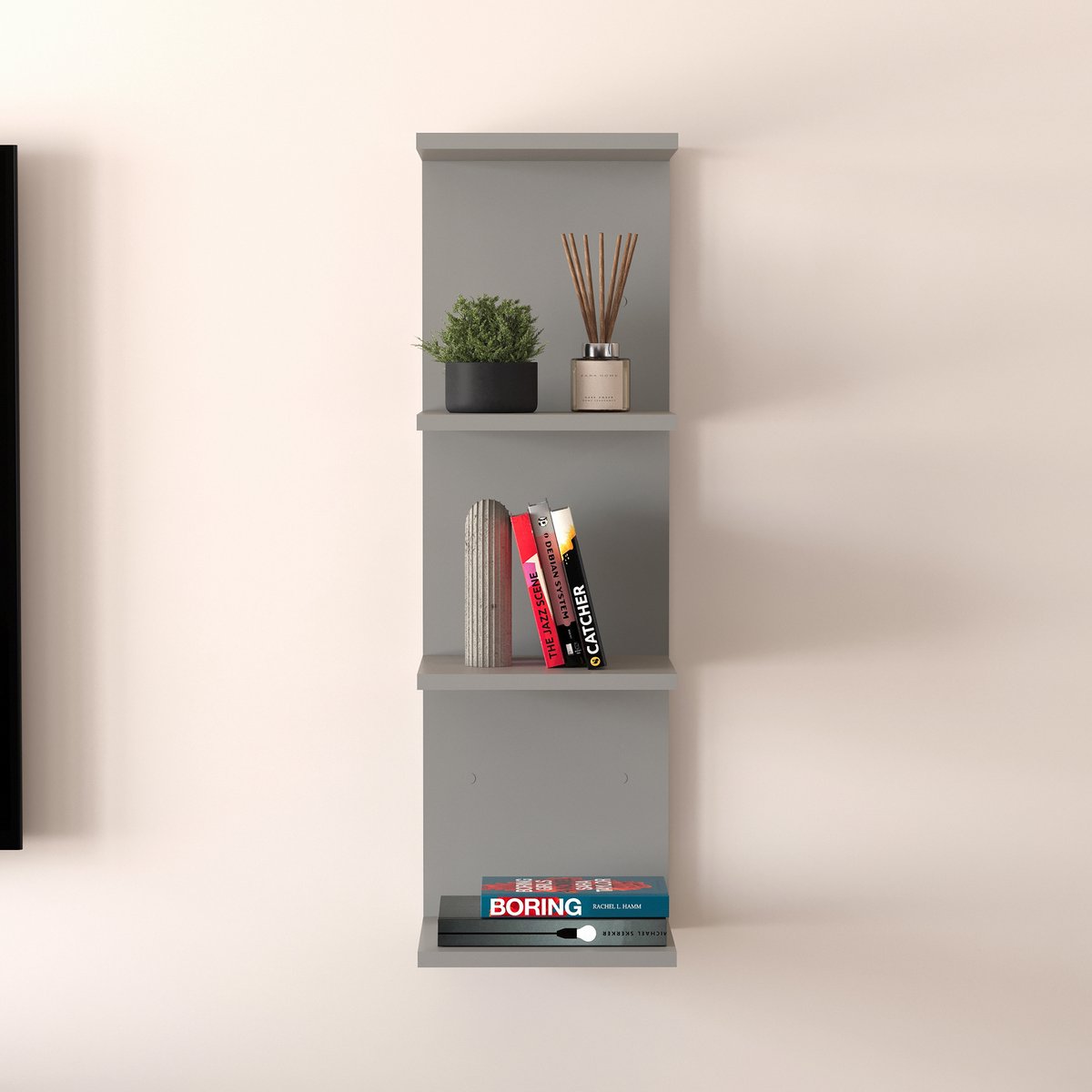 en.casa Wandrek Surahammar met 4 planken 95x30x28 cm grijs [en.casa]