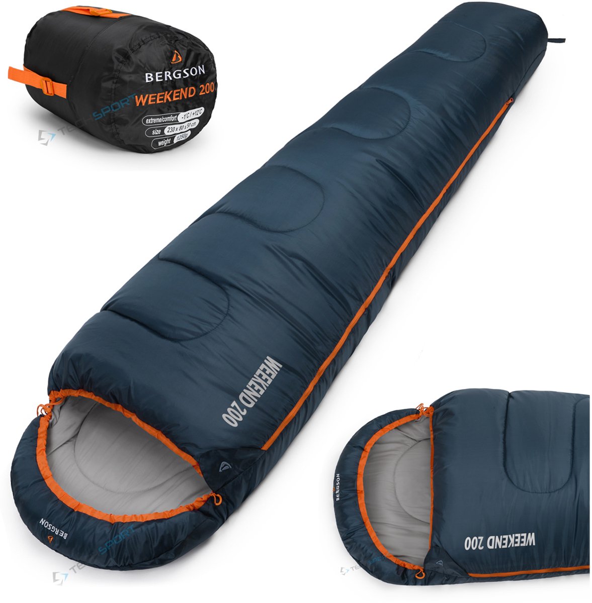 Bergson Weekend 200 Mummy Slaapzak - Comfort tot 12°C, Extreem -1°C