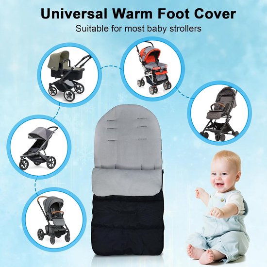 Universele Voetenzak voor Kinderwagen in de Winter - Zachte en Waterafstotende Babyvoetenzak - Warme voethoezen - winddicht - Blauw van Airoya — afbeelding 3