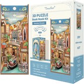 Tonecheer Venetian Dreams Book Nook Bouwpakket - Modelbouw - 18 x 9,8 x 24,5 cm - Houten 3D Puzzel - Boekensteun - LED-licht - Bewegingssensor Licht - Boekenhouder