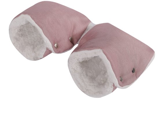 SOOSIE Winter Kinderwagen Voetenzak + Handmof - Roze Melange & Teddy Crème - Universeel - Waterproof - 110 cm van Merkloos — afbeelding 3