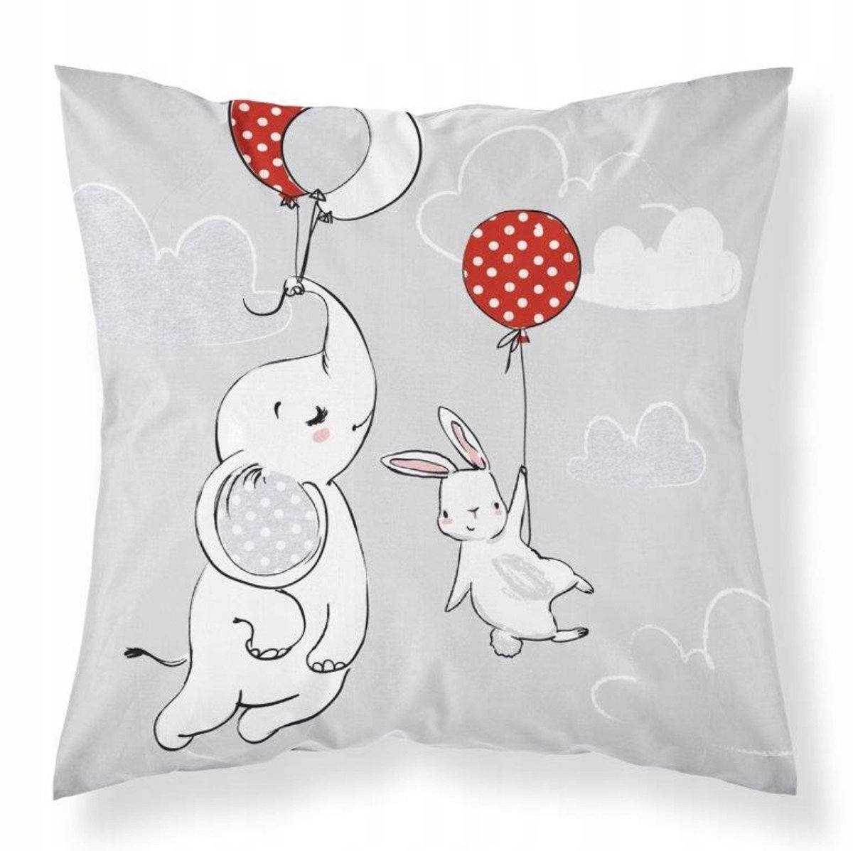 Katoenen Kussensloop 40x40 cm - Olifant & Konijn, Dubbelzijdig