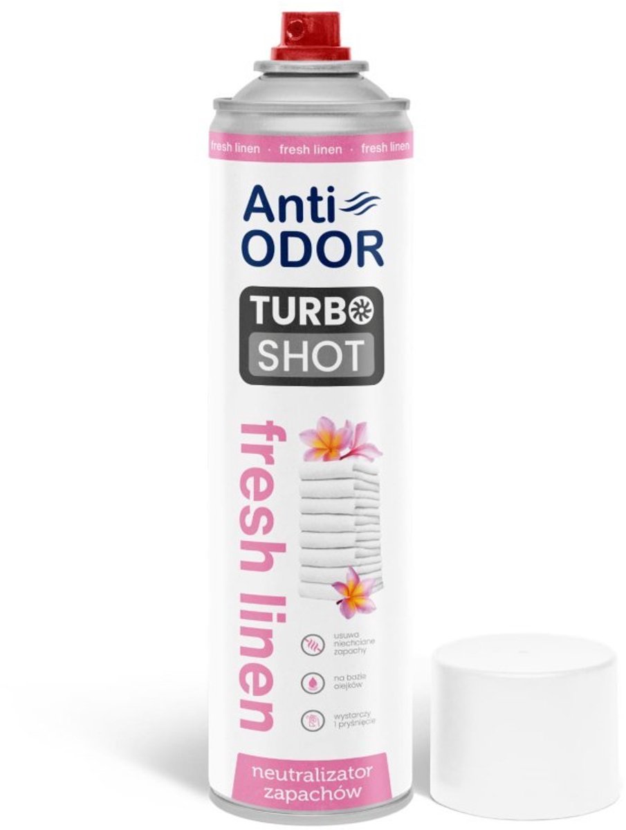 Anti-ODOR Turbo Shot – Luchtverfrisser Spray – Fresh Linen – Snelle Geurneutralisatie – Langdurige Frisheid – 600 ml