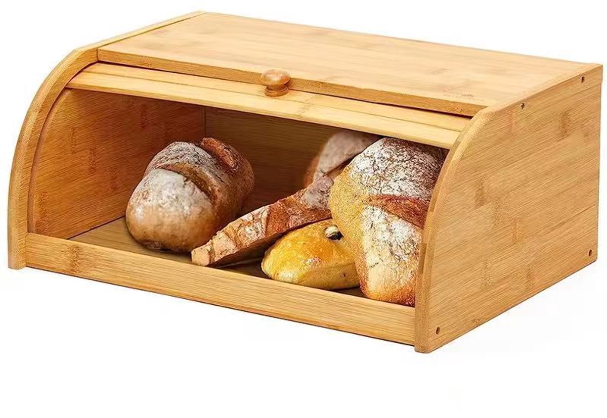 Kleine broodtrommel - Broodtrommel - Brooddoos - Broodbewaardoos - Bamboe - Geel