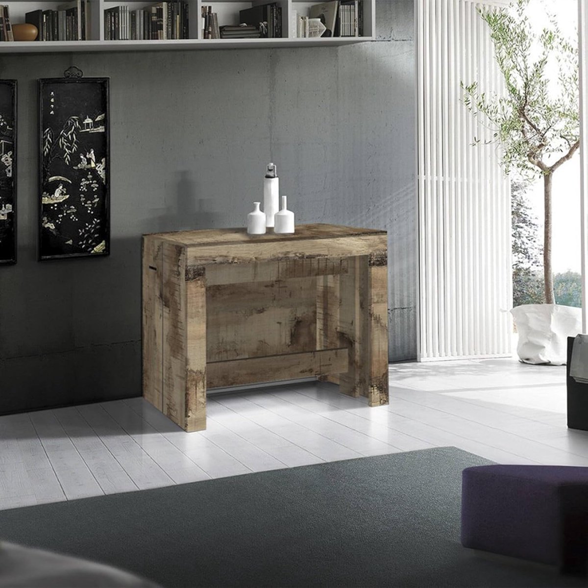 Uitschuifbare Eettafel Martino XL – HomeByNicole – Tot 12 Personen – 51/300 x 90 x 77 cm – Ahorn Houtlook – Moderne Consoletafel & Verlengbare Tafel – 100% Made in Italy – Ruimtebesparende Eettafel