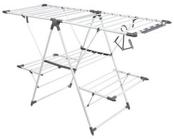 Storage Solutions Droogrek - zilverkleurig - metaal - 156 x 61 x 96 cm - staand en inklapbaar - Was ophangen