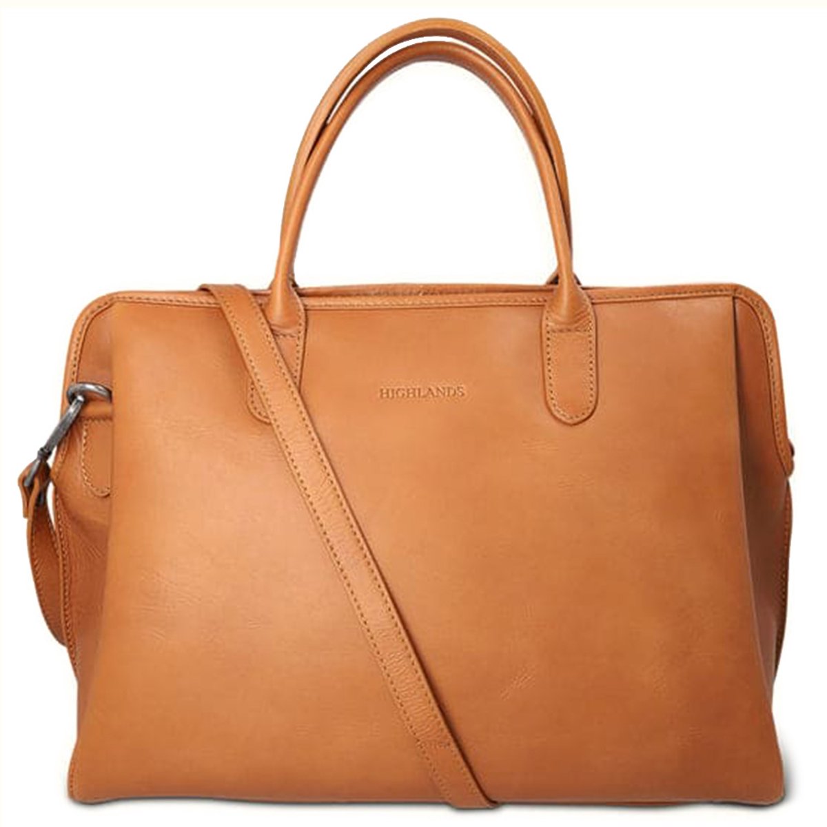Highlands Leather Lomond Work Bag – Premium Leren Werktas – Handgemaakt & Duurzaam – Professioneel, Ruim & Tijdloos – Geschikt voor 16 inch Laptop – 39x31x13 cm – Cognac