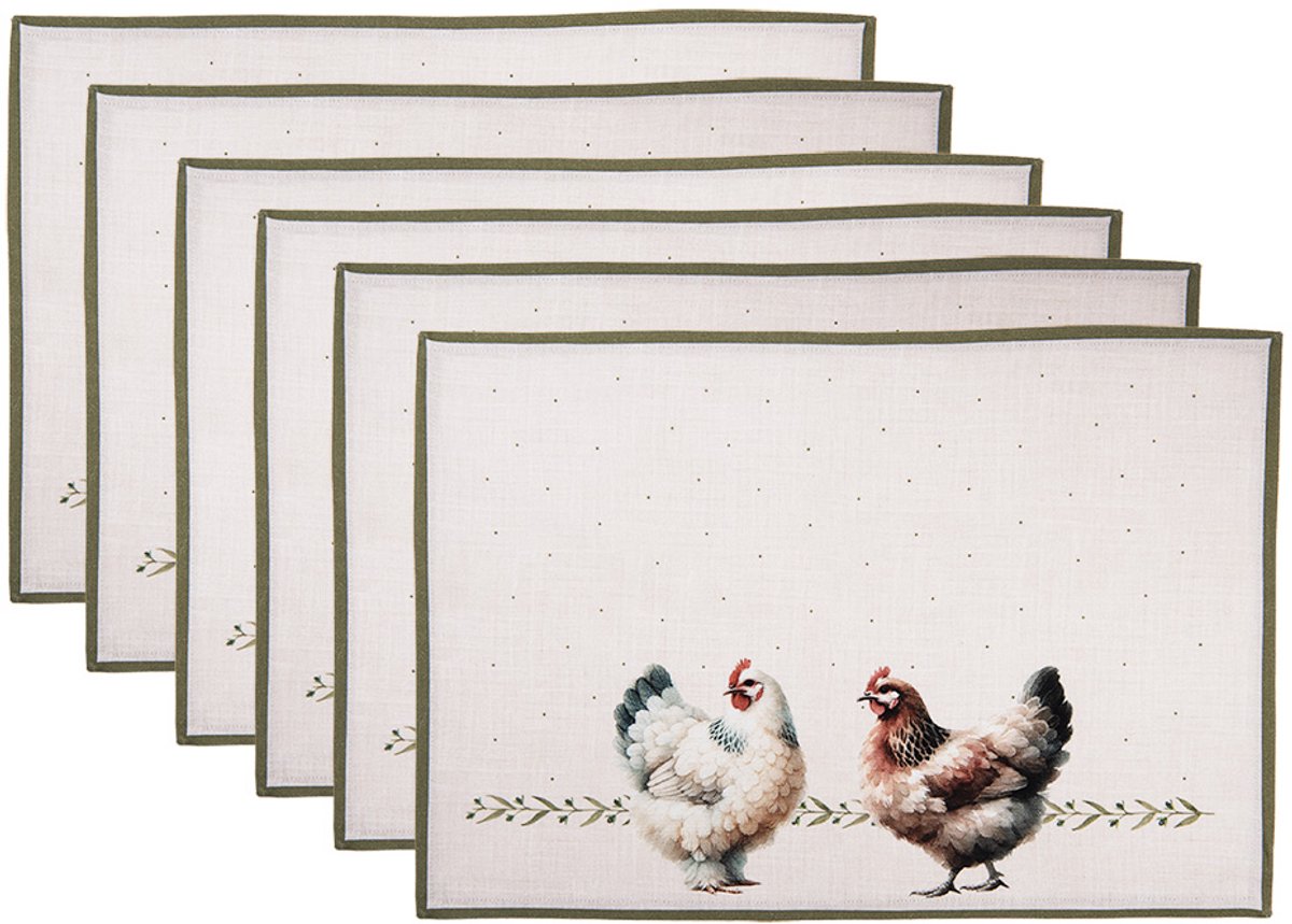 Clayre & Eef Placemats Set van 6 48x35 cm Beige Katoen