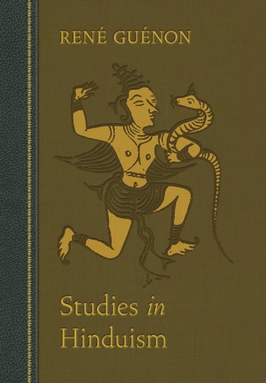 Boek kaft met "Studies in Hinduism" en afbeelding van een dansende figuur met slang.