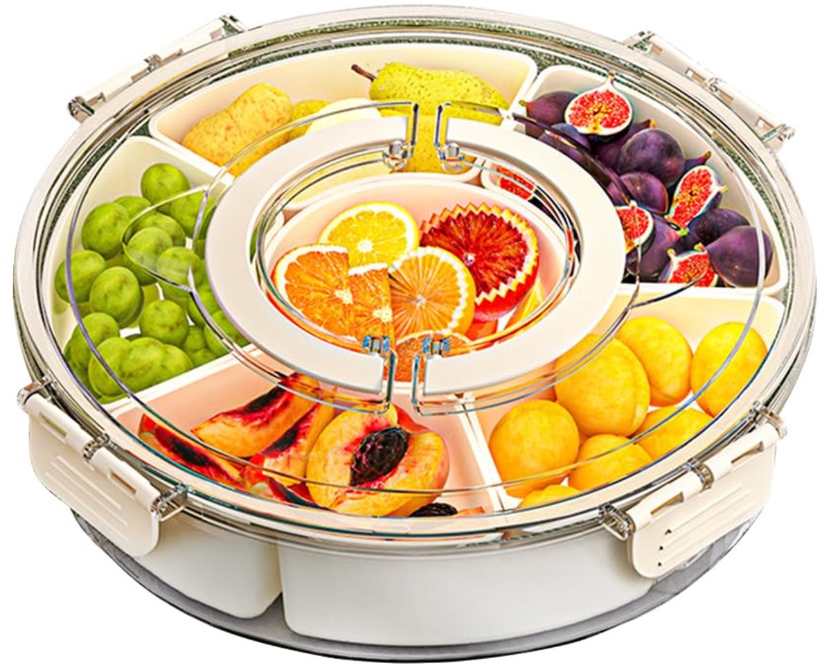 Unyqoos® Handige draagbare snackdoos met uitneembare vakken en transparant deksel