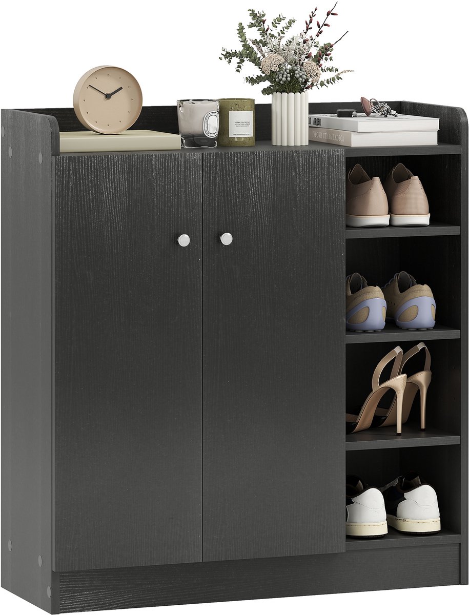 HOMCOM Schoenenkast - Hout - 83x30x90cm - Zwart