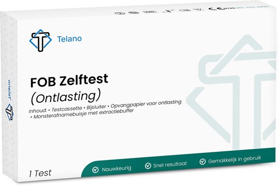FOB Test - Zelftest voor Bloed in Ontlasting - Sneltest Binnen 5 Minuten Resultaat - Telano